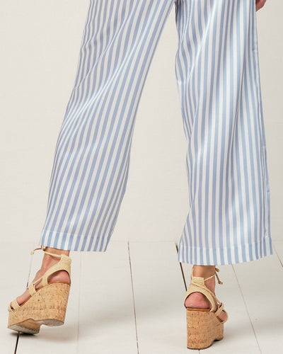 Alexandra Silk Pyjama in Candy Blue Stripes - Bottom Loungewear, Pyjama, Seidenpyjama, Schlafanzug | RADICE
