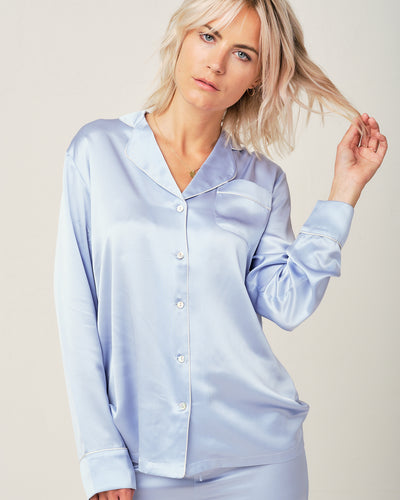 Elisabetha Silk Pyjama in Candy Blue - Top