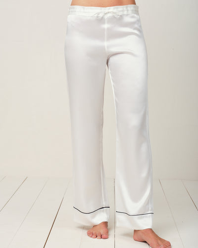 Elisabetha Silk Pyjama in Moonlight White - Bottom