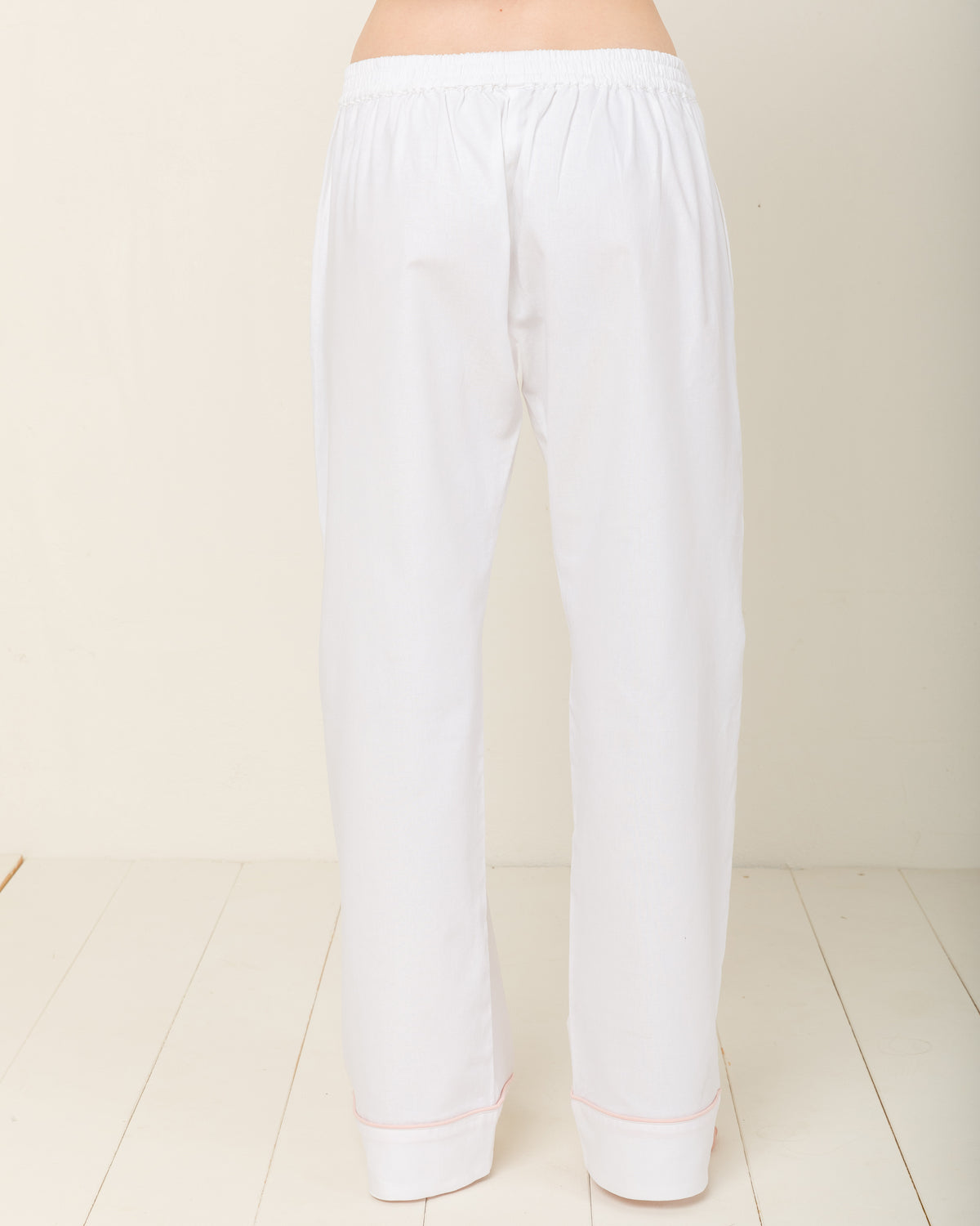Sophia Linen-Mix Pyjama in Moonlight White - Bottom Loungewear, Pyjama, Seidenpyjama, Schlafanzug | RADICE