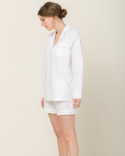 Sophia in Moonlight White - Top Loungewear, Pyjama, Seidenpyjama, Schlafanzug | RADICE
