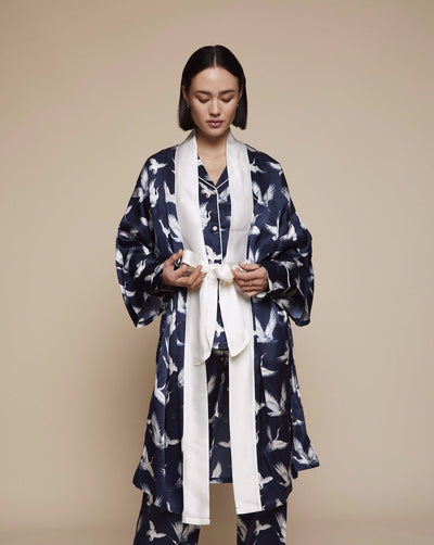 Silk Kimono in Aves - Loungewear, Silk, Nightwear | RADICE