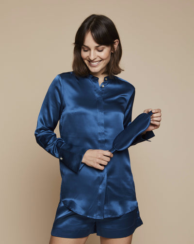 Laura Silk Blouse in Blue Hour | RADICE sleepwear
