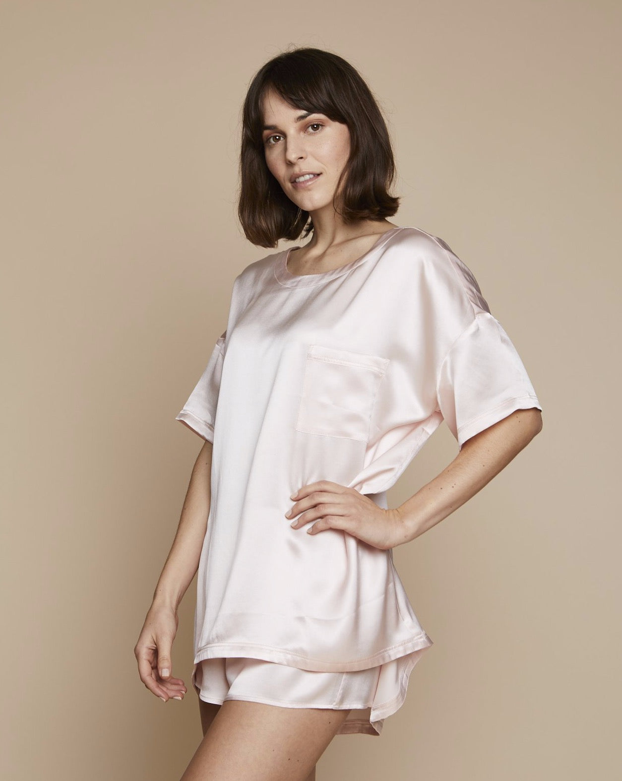 Thera Silk Shirt and Short in Candy Rosé - Set | Loungewear Set, Pyjama, Silk Pyjama, Nightwear | RADICE