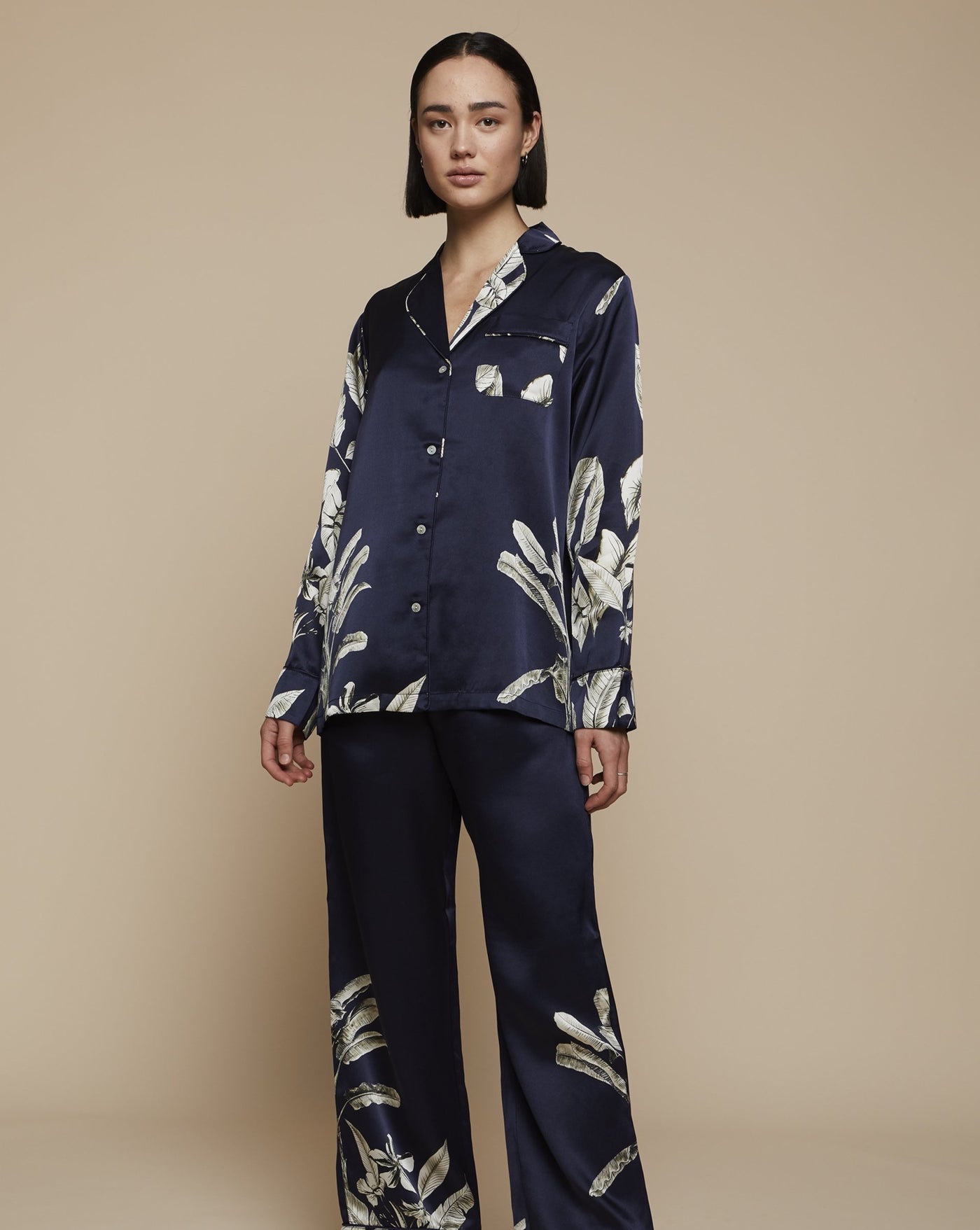 Elisabetha Silk Pyjama Top in Elephant Garden | RADICE Nightwear, Silk Pyjamas