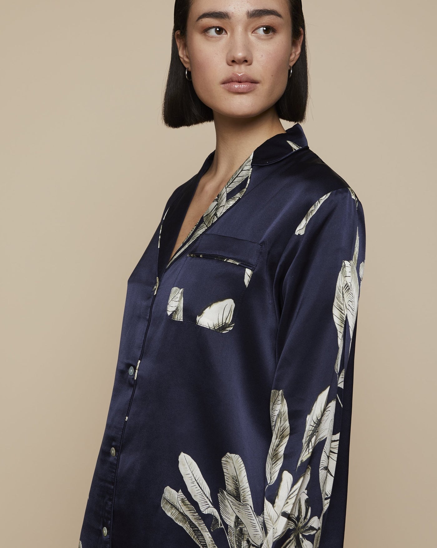 Elisabetha Silk Pyjama Top in Elephant Garden | RADICE Nightwear, Silk Pyjamas