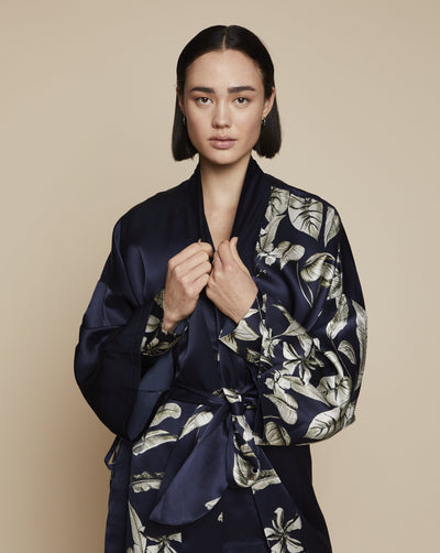 Silk Kimono in Elephant Garden - Silk Kimono, Pyjama, Loungewear, Nightwear | RADICE