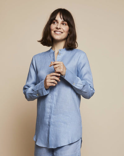 Laura Linen Blouse in Candy Blue | RADICE Loungewear