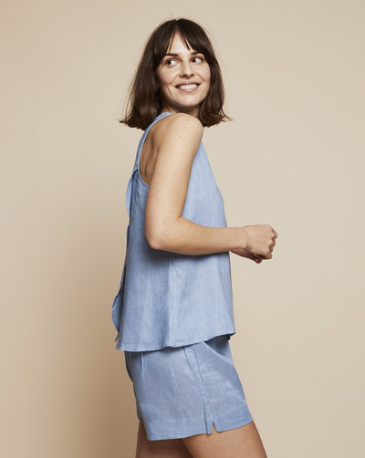 Thera Linen Tank Top in Candy Blue | RADICE Loungewear