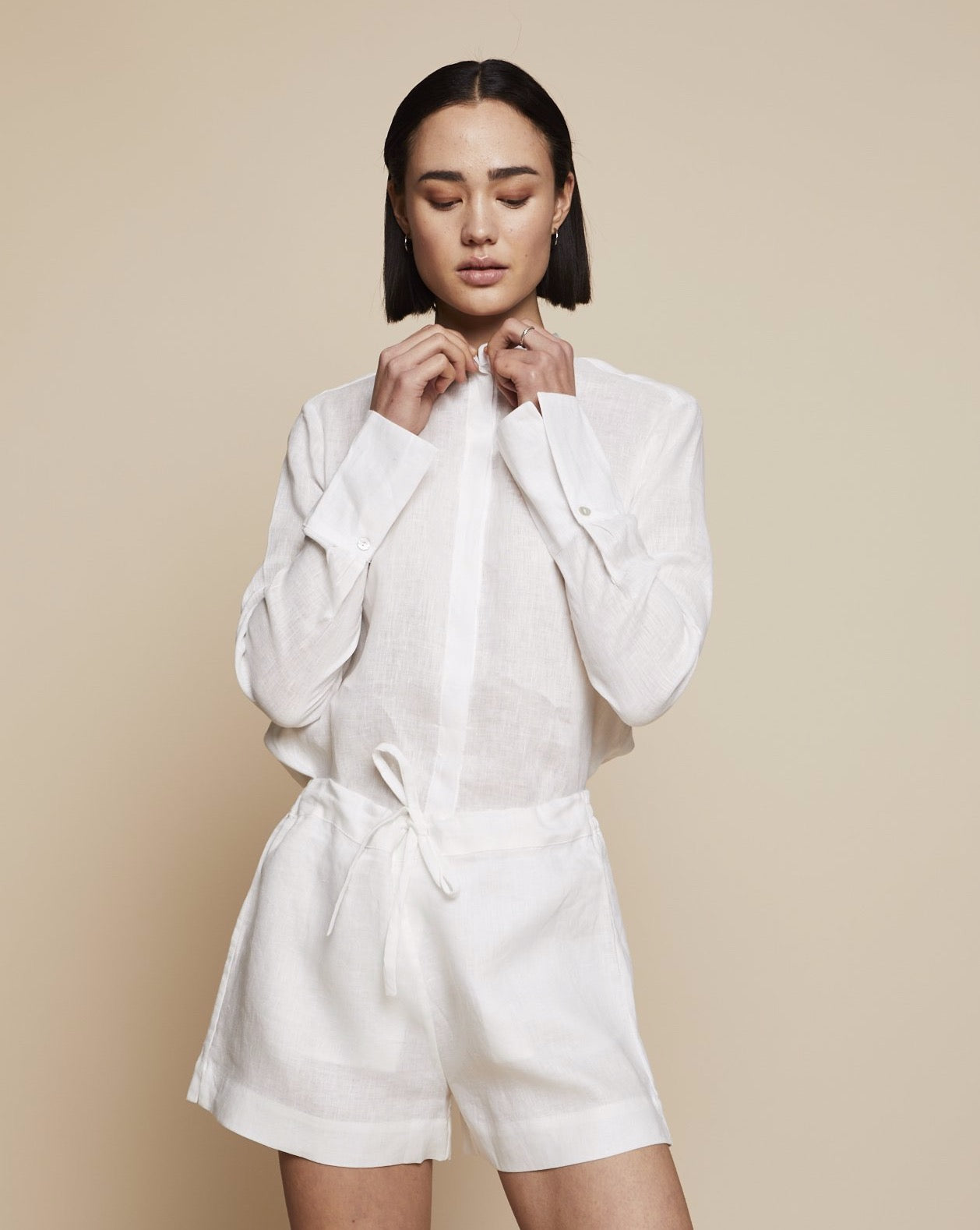Alexandra Linen Shorts in Moonlight White | RADICE Loungewear