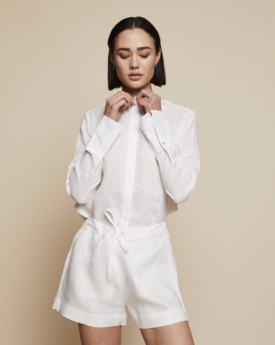 Alexandra Linen Shorts in Moonlight White | RADICE Loungewear