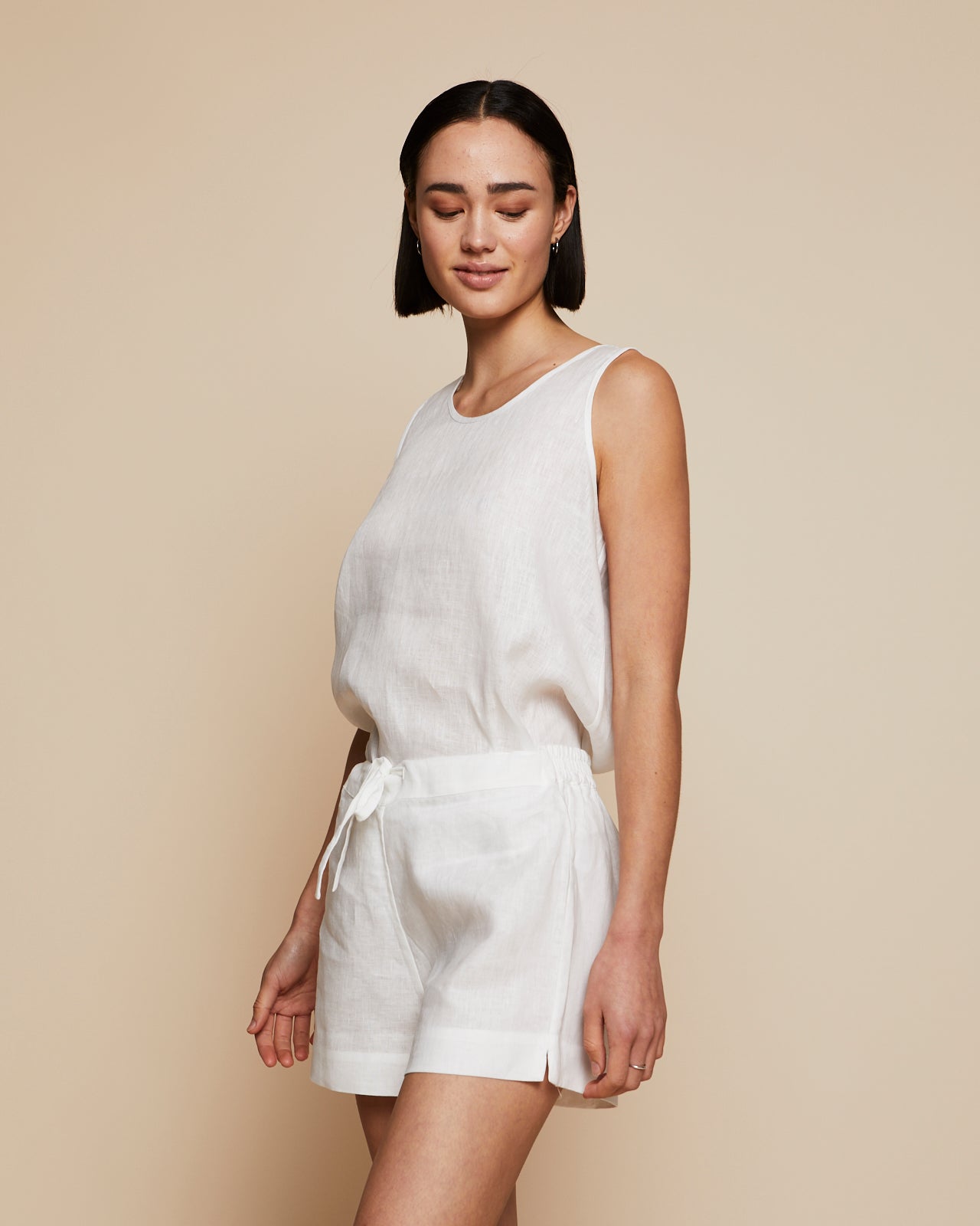 Thera Linen Tank Top in Moonlight White | RADICE Loungewear