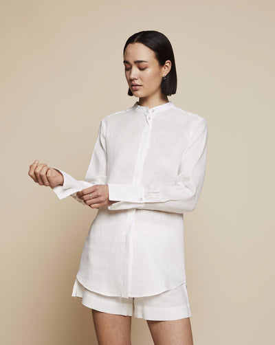 Laura Linen Blouse in Moonlight White | RADICE Loungewear