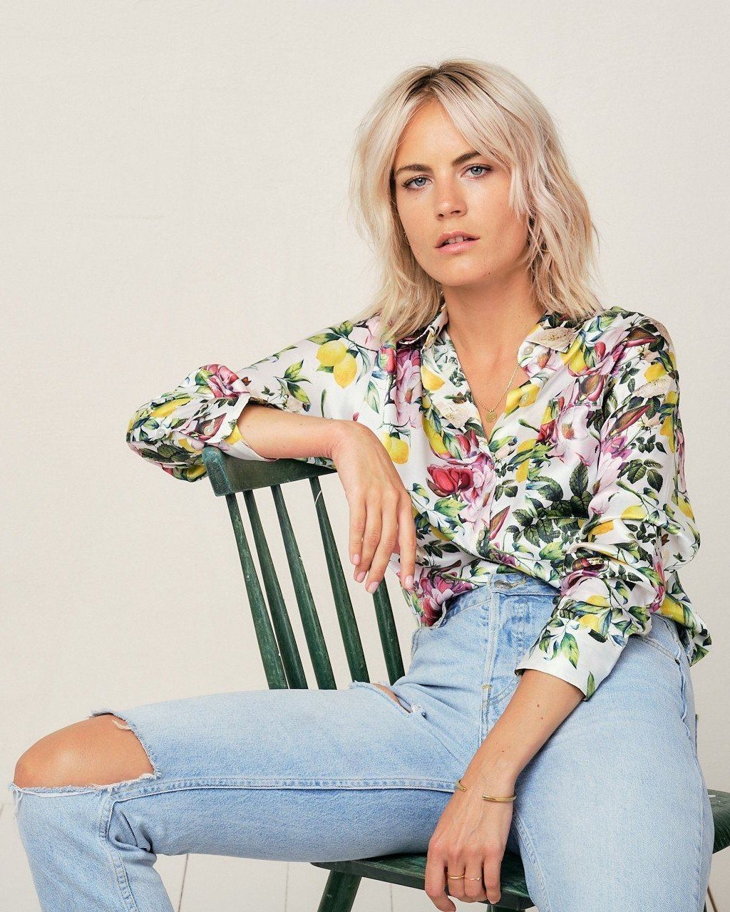 Alexandra Silk Pyjama in Amalfi Lemon - Top Loungewear, Pyjama, Seidenpyjama, Schlafanzug | RADICE