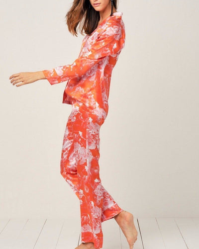 Elisabetha Silk Pyjama in Tea Garden Red - Bottom Loungewear, Pyjama, Seidenpyjama, Schlafanzug | RADICE