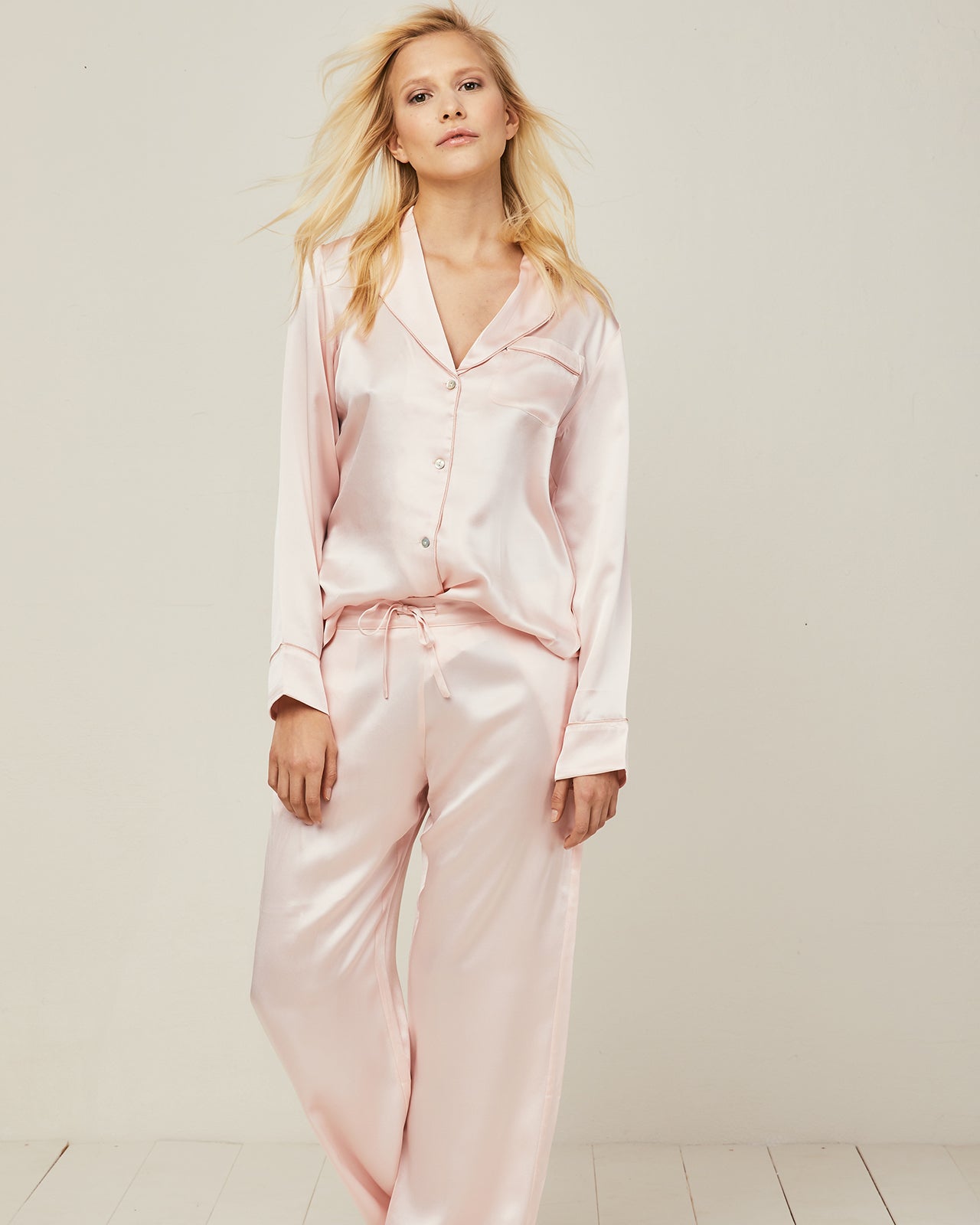 Elisabetha Silk Pyjama in Candy Rose - Bottom