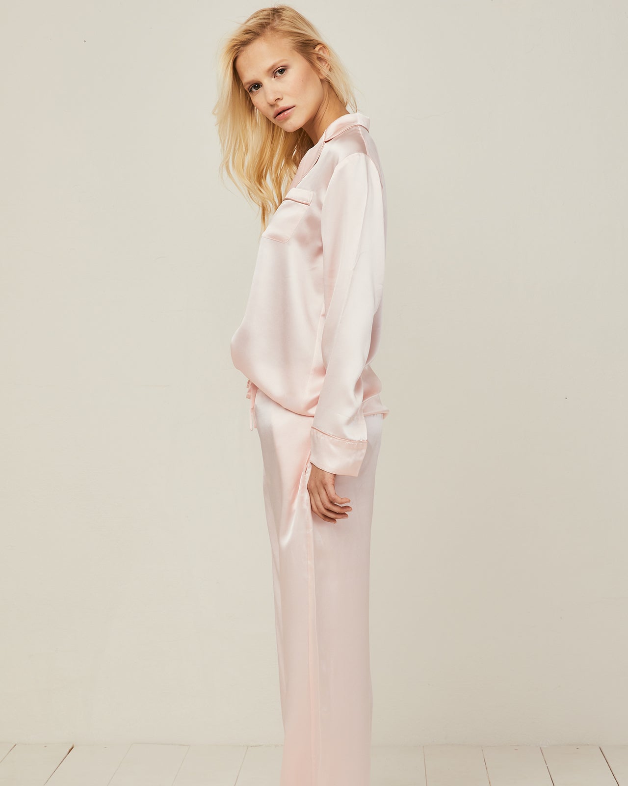 Elisabetha Silk Pyjama in Candy Rose - Bottom