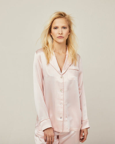 Elisabetha Silk Pyjama in Candy Rose - Top Loungewear, Pyjama, Seidenpyjama, Schlafanzug | RADICE
