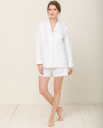 Sophia in Moonlight White - Top Loungewear, Pyjama, Seidenpyjama, Schlafanzug | RADICE