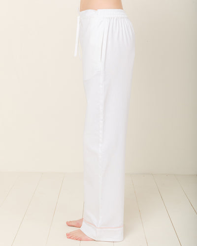 Sophia Linen-Mix Pyjama in Moonlight White - Bottom Loungewear, Pyjama, Seidenpyjama, Schlafanzug | RADICE