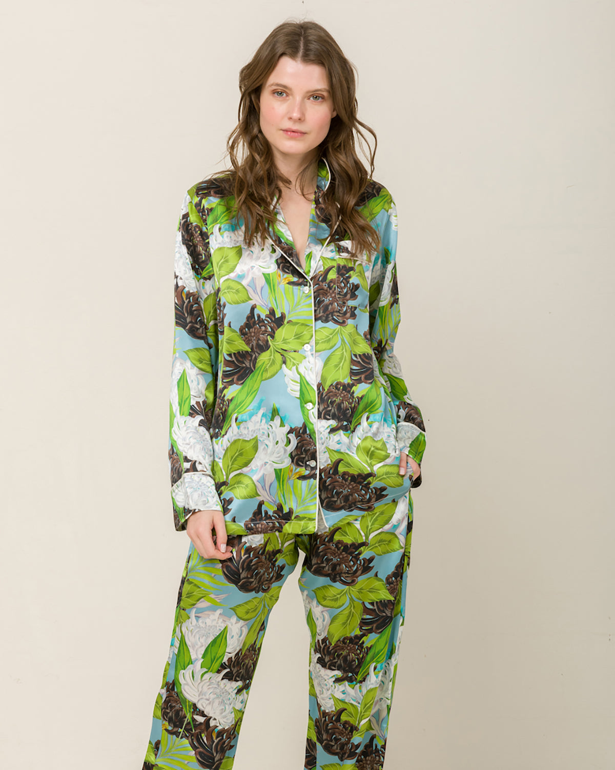 Elisabetha in Verona Garden - Top Loungewear, Pyjama, Seidenpyjama, Schlafanzug | RADICE