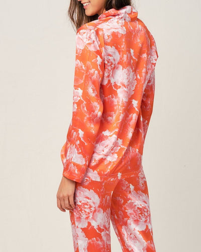 Elisabetha Silk Pyjama in Tea Garden Red - Top Loungewear, Pyjama, Seidenpyjama, Schlafanzug | RADICE